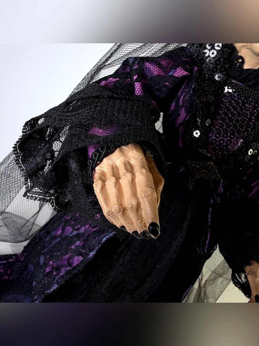 24” Victorian Gothic Witch Figurine Purple Black Halloween Display